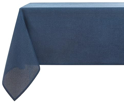 LUOLUO Tischdecke Leinenoptik tischdecke abwaschbar Tischtuch Leinen Tischwäsche Eckig Wasserdicht Tischdecke Dunkelblau 140 x 240 cm