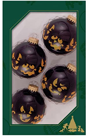 Glitter Scary Faces Halloween Glas Weihnachtskugeln Ø6,5cm 4 Stück