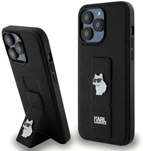 KARL LAGERFELD KLHCP13XGSACHPK Hülle für iPhone 13 Pro Max 6.7'' Schwarz hardcase Gripstand Saffiano Choupette Pins
