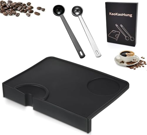 KaoKaoHung Tampermatte mit Tischkantenschutz, Tamping Matte rutschfest aus hochwertigem Silikon, Barista Zubehör mit Einkerbung für den Siebträger
