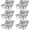 CREWORKS 6 Pièces Chafing Dish Buffets Chauffants 9L Rectangulaire GN1/2 Demi Bac ×2 en Acier Inoxydable