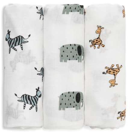 GLLQUEN Musselintücher für Babys, 3 Stück Spucktücher aus Baumwolle 70 cm x 70 cm, saugfähig und atmungsaktiv und ideal zum Reinigen, Abwischen und Abdecken von Neugeborenen