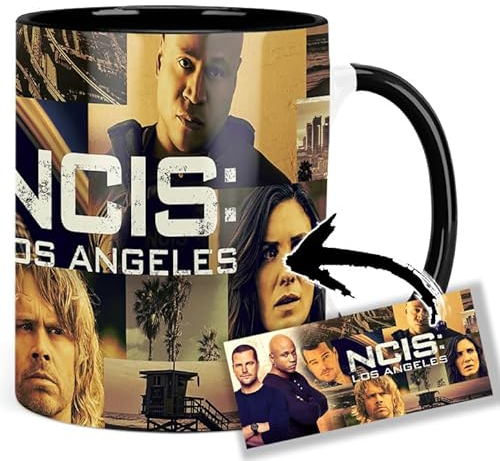 NCIS Los Angeles Chris O'Donnell LL Cool J Daniela Ruah Eric Christian Olsen Tasse Innen & Henkel Schwarz Keramikbecher Mug