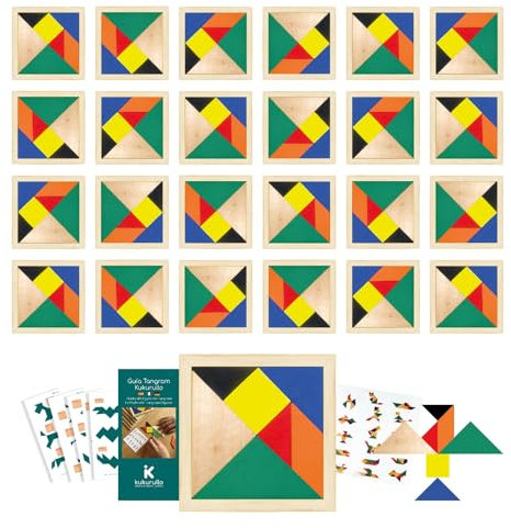 KUKURULLO Tangram Legno Bambini Pack 25 – Giochi Educativi per Bambini | Regalini Fine Festa Compleanno Bambini | Gadget Compleanno Bambina e Bambino | Tangram Bambini Compleanno