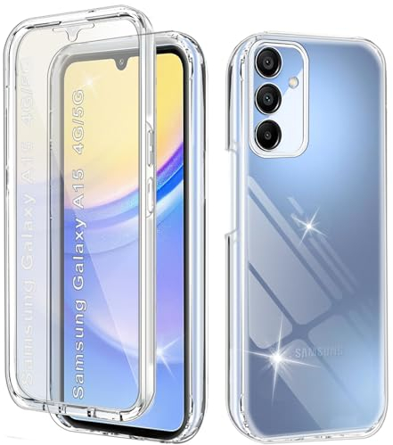 Funda para Samsung Galaxy A15 Carcasa Antigolpes 360 Grados Protección con Protector de Pantalla Integrado Robusto Doble Cara Ultrafina Transparente Case Carcasa para Samsung Galaxy A15 4G/5G, Clear