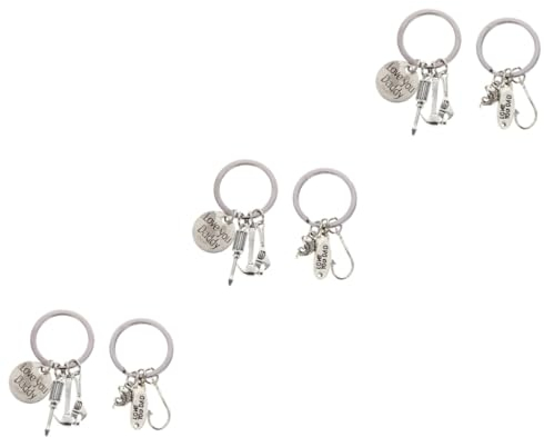 Mobestech 6 Stk Schlüsselanhänger zum Vatertag schlüsselanhänger mit gravur auto schlüsselanhänger Liebe Papa Schlüsselanhänger Taschenornament Schlüsselbund Schlüsselringe Zinklegierung