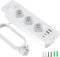 Regleta empotrable con USB, 3 enchufes, con conectores USB-A y USB-C, 7 en 1, para mesa, triple toma empotrable con cable de extensión de 2 m, para oficina, casa (blanco)