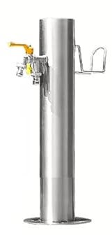 Colonna d'Acqua da Giardino Acciaio Inox Rotonda, Fontanella a Colonna Moderna da Giardino, Irrigazione Esterni, completa di impianto e doppio rubinetto