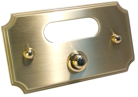 Neroni Mameli Campanello in Ottone Satinato per Esterno abitazione - Porta Ingresso Casa, con Pulsante Elettrico - Modello Tiberio - Made in Italy