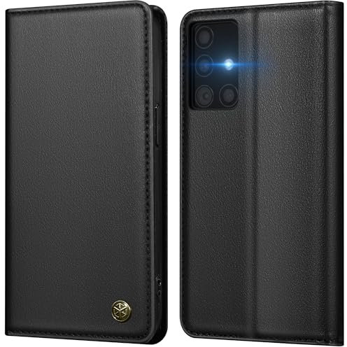 GUCASBE Handyhülle für Samsung Galaxy A51 Hülle Premium PU Lederhülle für Samsung A51 Wallet Flip Case mit Kartenfach Standfunktion RFID Schutzhülle Klapphülle für Galaxy A51, Schwarz