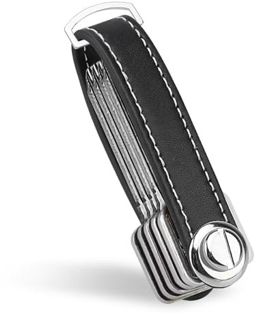 Organizador de Llaves - Elegante Llavero de Cuero - Práctico Llavero Smart Pocket para 7-9 Llaves - Negro con Estilo