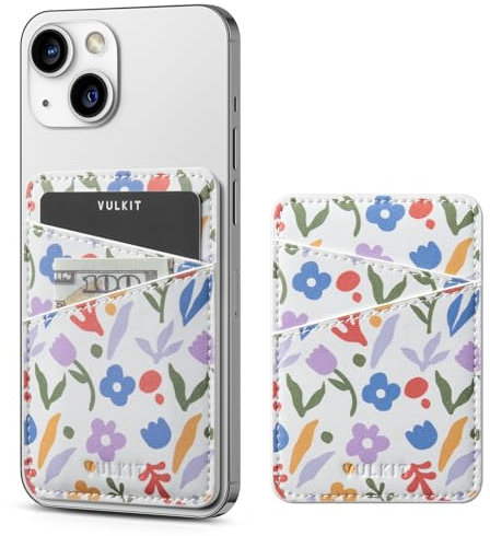 VULKIT Handy-Kartenhalter, schmal, Leder, selbstklebend, RFID-blockierend, Kreditkartenhüllen, Aufkleber für die Rückseite des Smartphones