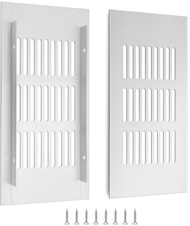 Griglia di Ventilazione Rettangolari Griglia d'aria Alluminio Griglie D'Aerazione con Vite per Sfiato di Porte Armadi Scarpiere 15 x 8cm Argento 2 Pezzi