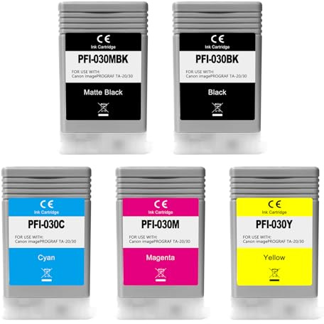 Hallosun PFI-030 PFI030 PFI-030MBK PFI-030BK PFI-030C PFI-030M PFI-030Y Pigment Tintenpatrone Kompatibel für Canon ImagePrograf TA-20 ImagePrograf TA-30 Drucker