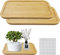 KiKiHong 2 Stück Bambus Tablett Klein,Kleine Tabletts 25 x 14cmx1.5cm,Holztablett Deko,mit Rutschfesten Selbstklebepunkten für Untersetzer,Tee,Kaffee,Kuchen