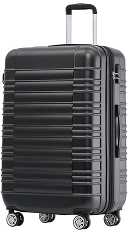 BEIBYE Reisekoffer 2088 Hartschalekoffer Gepäck Koffer Trolley Größe XL in 14 Farben (Schwarz)
