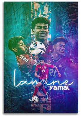 WAWYY Lamine Yamal Sport-Poster, Kunstdruck, Wandfoto, Farbe, hängendes Bild, Familienschlafzimmer, Dekoration, 30 x 45 cm