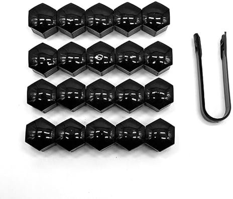 tianshao 20 Stück Auto Radmutterkappen für Seat Leon Hatchback 1999-2006, Reifen Muttern Abdeckungen Verriegelungskappe Radmutternkappen mit Entfernung Werkzeug,Bla-ck-21mm