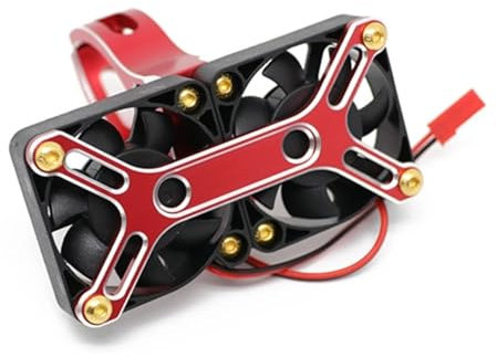 PLOQAZEH RC Car Repair Kit For Traxxas For X-Maxx 6S 8S For Arrma For Kraton For Outcast 1/5 RC Truck Car 4985 1717 Brushless Motor Heat Sink Dual Cooling Fan Heatsink(Red)
