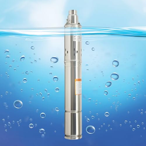 Tiefbrunnenpumpe, Brunnenpumpe Tauchpumpe Solar Wasserpumpen, Edelstahl Pumpe 0.33HP, Max Förderhöhe 80m, Max Durchflussmenge 1600L/h, Wasser Abpumpen, Tauchtiefbrunnenpumpe für Landwirtschaftliche