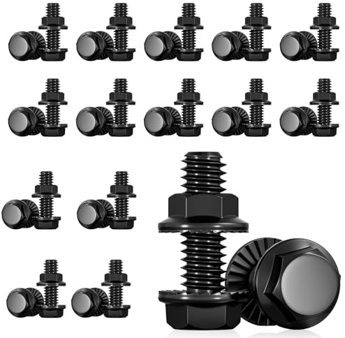 M8 x 40 mm Carriage Bolts, Pack of 30 Flat Head Bolts, Lock Bolts, Alloy Steel Gate Hinge Screws with Hex Flange Nuts for Construction (Black)