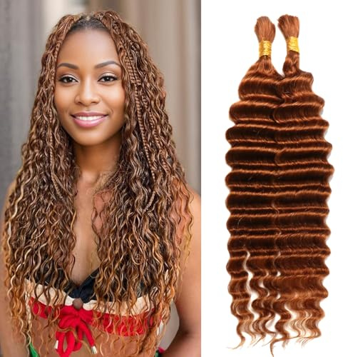 Deep Wave Human Braiding Hair 100% Unprocessed Brazilian No Weft Bulk Human Hair for Braiding 18in #30