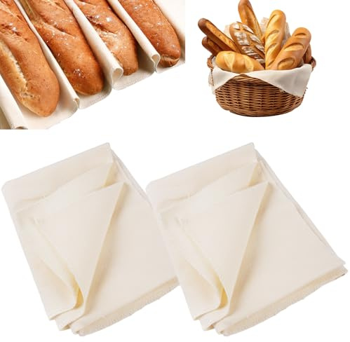 Leinentuch Brot Backen, 2 Stück, 75×45 cm, Naturleinen | Bäckerleinen für Teige, Teigtuch, Zur Teigzubereitung und Backen, 29,5 x 17,7 Zoll