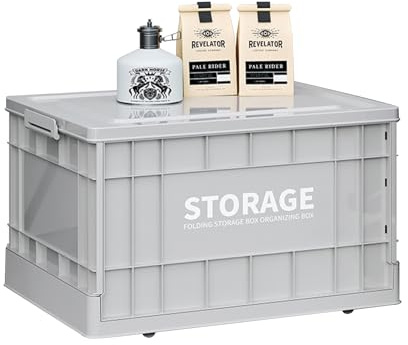 Roqao 58L Large Plastic Collapsible Storage Box with Lid
