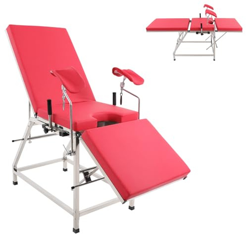 HINOPY Gynäkologenstuhl, Verstellbares Gynstuhl mit Rückenlehne & Beinbrett, 102×77×31cm U-förmige Moderne Medizinischer Gynäkologischer Stuhl für Kliniken Krankenhäuser, BIS 200kg (Rot)