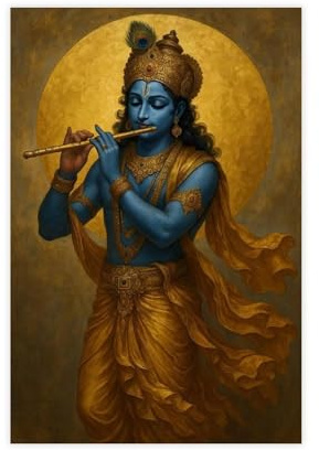 GQVCJSW Lord Krishna Poster, Hindu-Gott-Kunst, Leinwand-Poster, Wandkunst, Dekordruck, Bild Gemälde für Wohnzimmer, Schlafzimmer, Dekoration, 20 x 30 cm