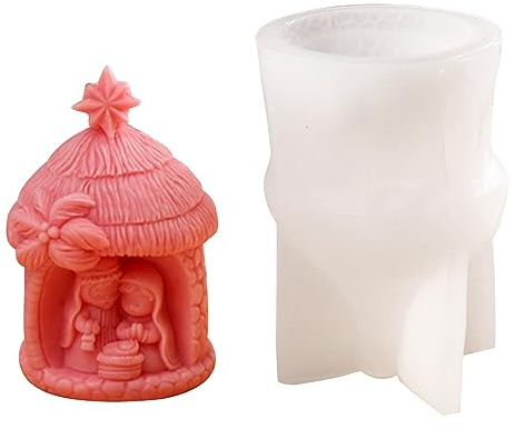 Stampo in silicone a forma di presepe religioso per decorazioni da scrivania fatte a mano in gesso sapone Sacra Famiglia Natività Stampo in silicone