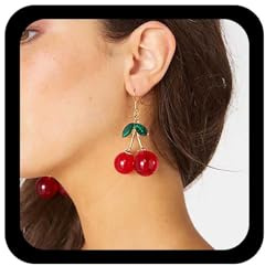 Cybche Boho Grande Cerise Pendante Boucles D'oreilles Cerise Rouge Boucles D'oreilles Cerises En Cristal Boucle D'oreille 3d Fruit Boucle D'oreille Acrylique Cerises Crochet Bijoux Pour Femmes