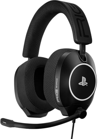 RIG R5 PRO HS - Cuffie da gioco con cavo e driver in grafene, licenza ufficiale per PlayStation, colore: Nero