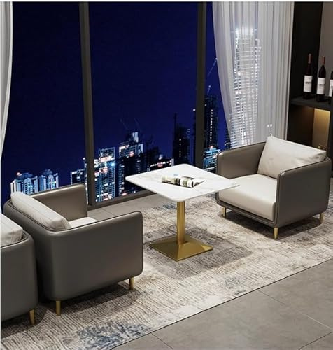 KIBONCY Luxuriöse, Moderne minimalistische Sofa-Barbox im Hongkong-Stil, hochwertiges Club-Ledersofa mit Teetisch-Kombination(Single)