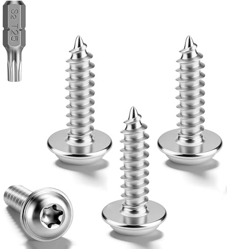 60 Stück Blechschrauben Torx M5 x 20mm, A2 V2A Tellerkopf Holzschrauben Edelstahl Selbstschneidende Schrauben, Linsenkopfschrauben Holz Rundkopfschrauben Panhead Flachkopfschrauben mit T25 Bit