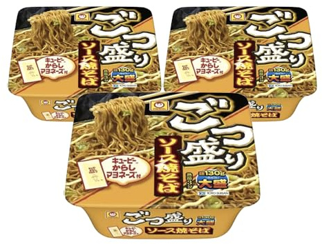 Toyo Suisan Maruchan Gottsumori Sauce Yakisoba Cup Noodles with Karashi Mayo, Japanese Instant Bowl Stir Fry Noodles, 171g, Pack of 3