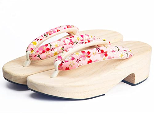 Flip Flop Sandals,Women's Japanese Wooden Geta Slippers House Slippers Open Toe,Womens Japanese Traditional Kimono Wooden Clogs Slippers Sandals (Color : B, Size : EUR35/36)