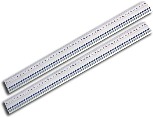 Unbekannt Wedo 525450 Schneidelineal aus Aluminium mit Stahlkante und rutschsicherer Gummieinlage, 50 cm (2er Pack)