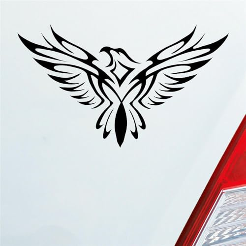 Hellweg Druckerei Autoaufkleber Adler Tribal | Sticker Schwarz Matt ca. 17 x 10 cm freigestellter Aufkleber für Motorrad, Roller, Laptop klebt auf glatten Oberflächen