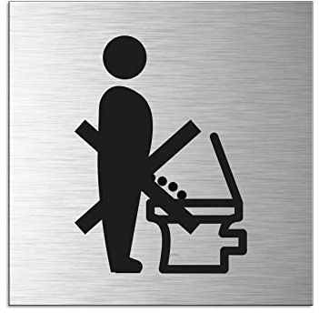 WC-Schild Türschild Bitte setzen Toilettenschild Aluminium Edelstahlschilder-Optik Format 80x80 mm Nr.11521-S