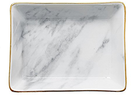 SOCOSY Marble Ceramic Ring Dish Jewelry Dish Ring Holder Jewelry Organizer with Golden Edged Home Decor Wedding Gift