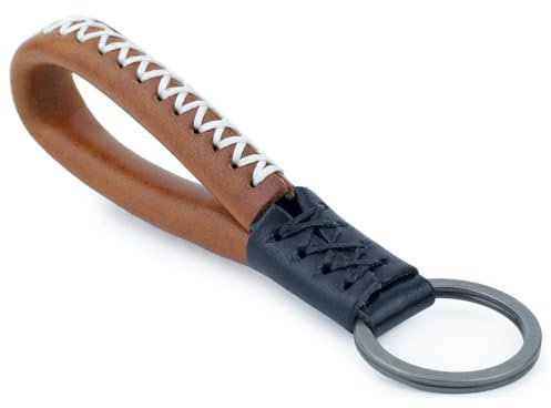 dpob Chaîne Principale en Cuir, Keychain Tressé en Cuir de Boucle Fait Main de Boucle pour la Voiture/Bureau/Clés à la Maison (Marron)