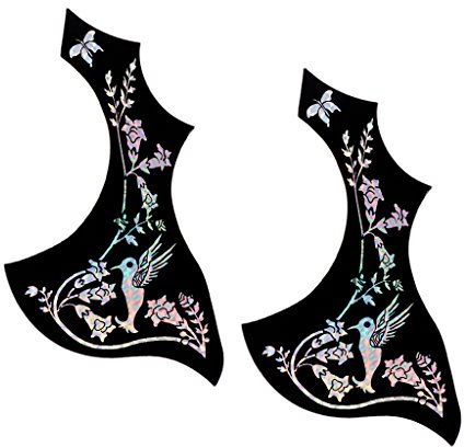 P Prettyia 2Pcs Gitarren Schlagbrett Pickguard Schlagschutz für 40 41 Zoll Akustikgitarre/Konzertgitarre/Westerngitarre - Silberne Blume