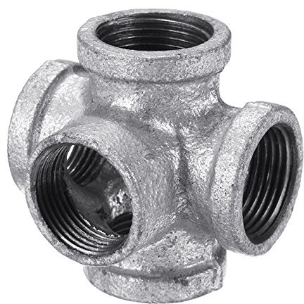 Tutoy 1/2 3/4 1 5 vías de Montaje de tuberías de Hierro maleable Conector de Tubo Hembra Cruz de Salida galvanizado - 1 Pulgada