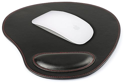Londo Tapis de Souris Ovale en Cuir PU avec Repose Poignet - Ergonomique Confort Tapis de Souris