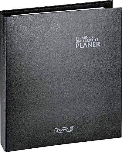 Baier & Schneider BRUNNEN 107299320 Lehrerkalender 2019/2020 , Ringbuch-Kalender mit Einlage , 2 Seiten = 1 Woche , Überformat A4: ca. 28 x 31,5 cm , Baladek-Einband , schwarz