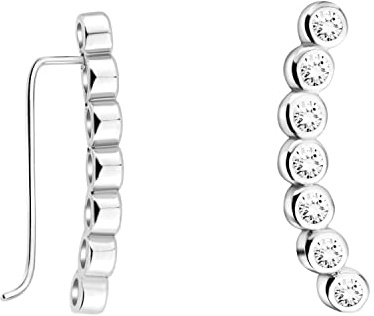 SOFIA MILANI - Damen Ohrringe 925 Silber - mit Zirkonia Steinen - Bogen Ohrklemme - 20651