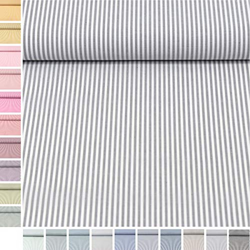 MAGAM-Stoffe Mona Streifen Kinder Baumwollstoff Oeko-Tex Meterware 50cm (19. Grau)