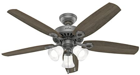 Hunter Builder Plus, Indoor, Ceiling Fan, Pull Chain, 52 inch, Matte Silver