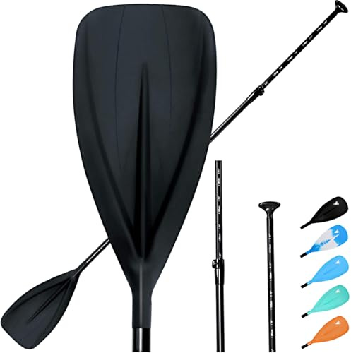 SUP Paddle - 3 palas ajustables de aleación de aluminio flotante, fácil de empacar, para viajes, color negro